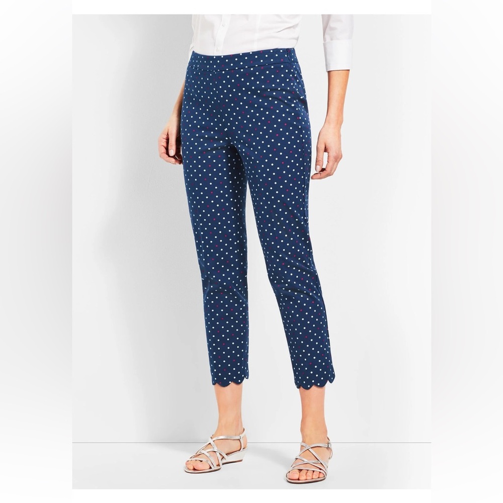 Talbots Navy Polka Dot Cropped Ankle Pants